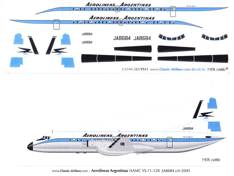 1/144 Scale Decal Aerolineas Argentinas YS-11