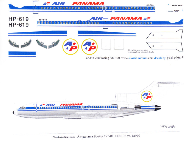 1/144 Scale Decal Air Panama 727-100