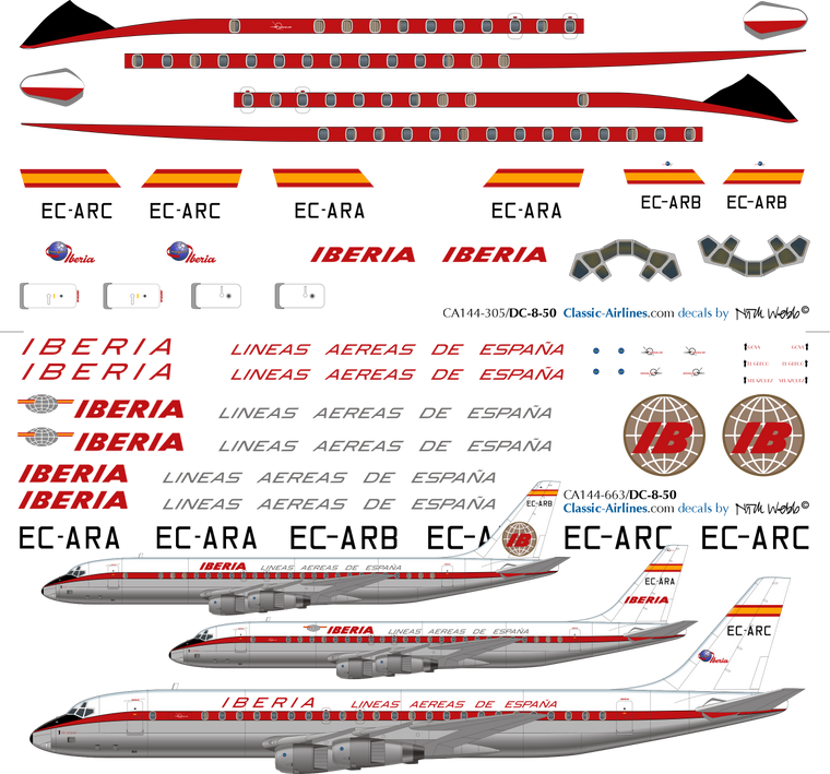 1/144 Scale Decal Iberia DC8-50