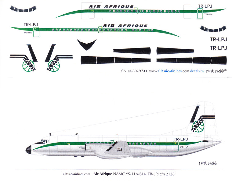 1/144 Scale Decal Air Afrique YS-11
