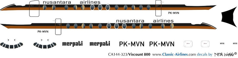 1/144 Scale Decal Merpati Nusantara Viscount 800