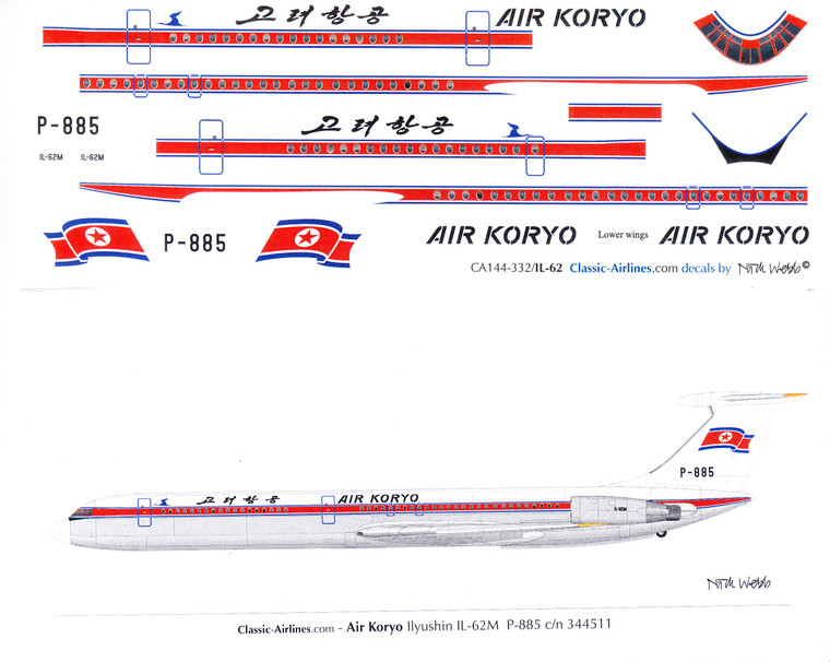 1/144 Scale Decal Air Koryo IL-62M