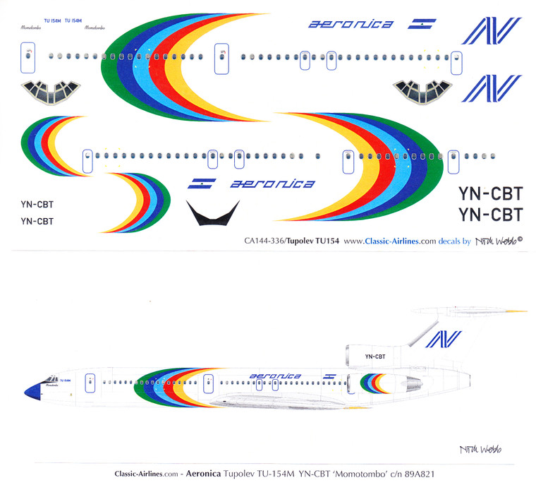 1/144 Scale Decal Aeronica TU-154