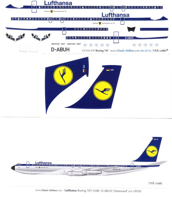 1/144 Scale Decal Lufthansa 707 Last in Service