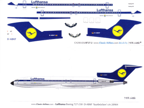 あ*て様 Boeing 727-46 1/200スケール 1/200 Scale Decal Lufthansa 727-200