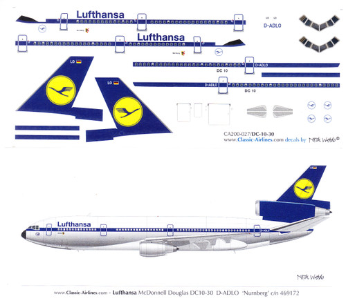 1/200 Scale Decal Lufthansa DC10-30