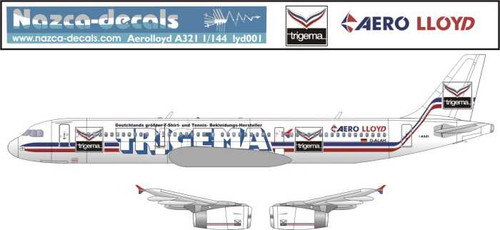 1/144 Scale Decal Aero Lloyd A-321 Trigema Livery