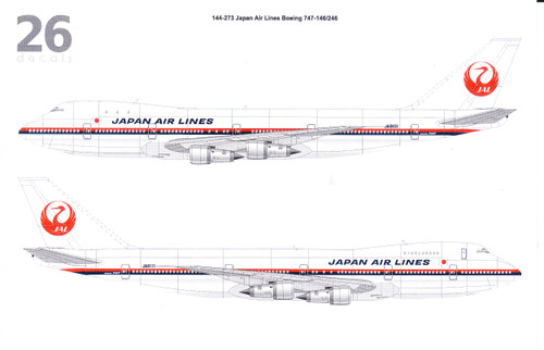 1/144 Scale Decal JAL Japan Airlines Boeing 747-146 / 246