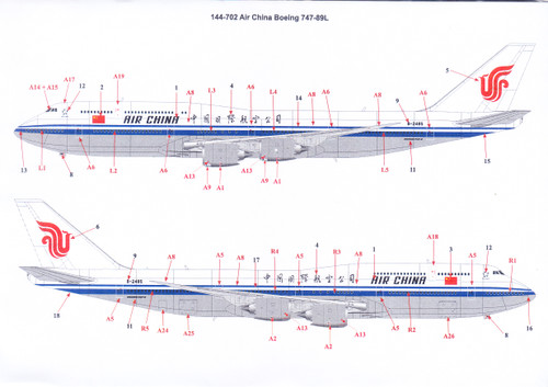 1/144 Scale Decal Air China Boeing 747-8