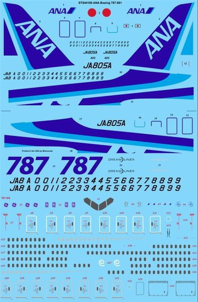 ANA 787 ポスター 1/144 Scale Decal ANA All Nippon Boeing 787-881