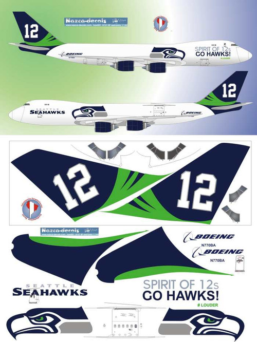 1/144 Scale Decal Boeing 747-8F Spirit of 12s Seahawks