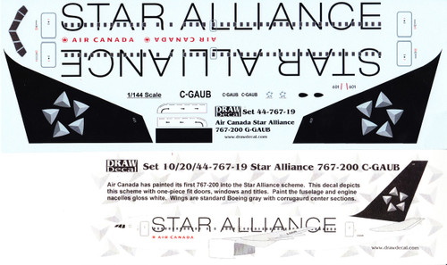 1 144 Scale Decal Air Canada 767 0 Star Alliance Joydecals Com