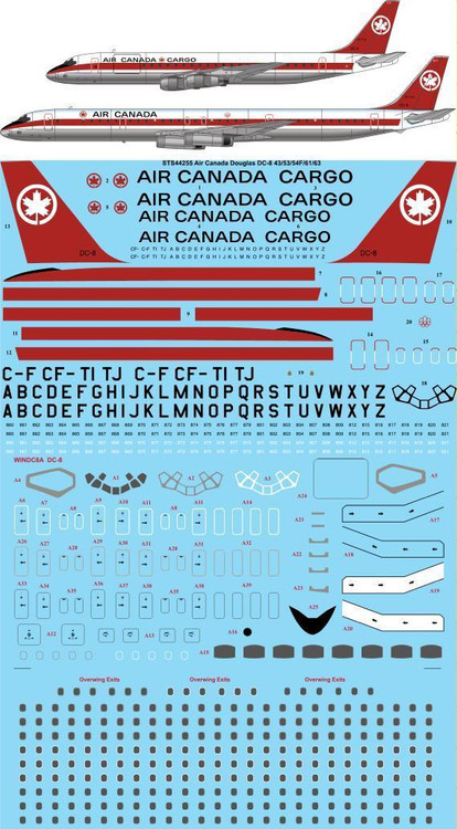 UNUSED NEW CARMICHAEL DECAL SHEET AIR CANADA BOEING 1:200 727 C-GYNL ORANGE RED 