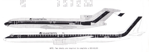 Eastern 720 1/144 Scale Decal Eastern 727 / 720 / DC-9 / DC-8