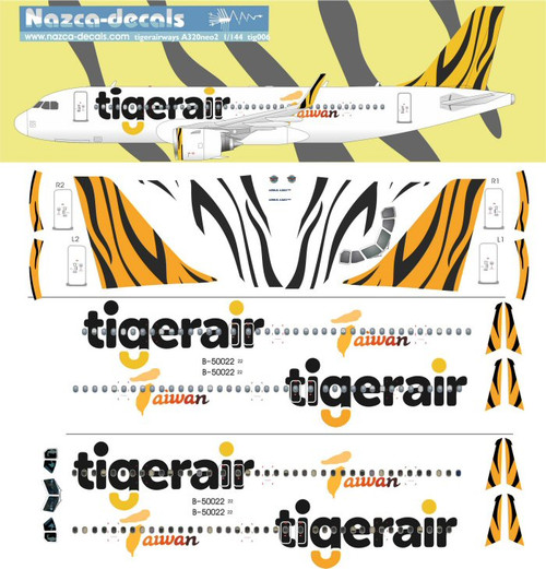 1/144 Scale Decal Tigerair A-320 NEO Taiwan