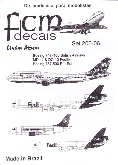 1/200 Scale Decal British Airways 747-400 / FedEx MD-11 / DC