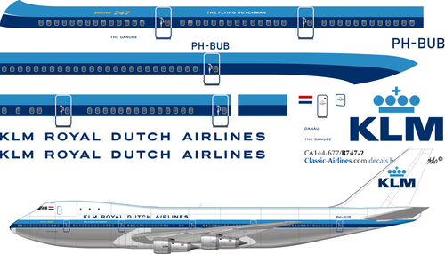 1/144 Scale Decal KLM 747-200
