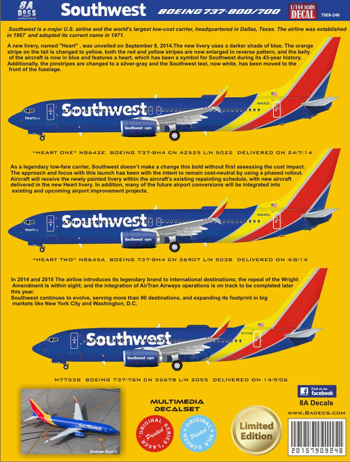 Autocollant Southwest Airlines - Sticker Aviation - Neuf