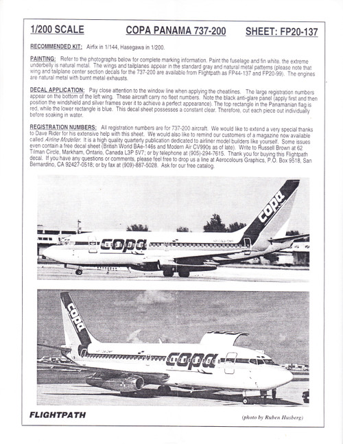1/200 Scale Decal COPA Panama 737-200