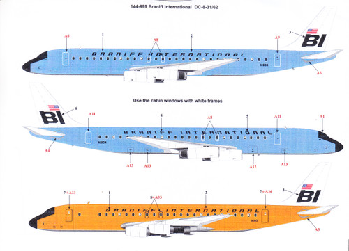新品・未開封 CLUB BRAZILIAN AIRLINES 1/144 Scale Decal Braniff International DC8-31 / 62