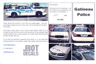 1/87 Scale Decal Gatineau Police Ford or Chevy Cruisers - 3 Sheets