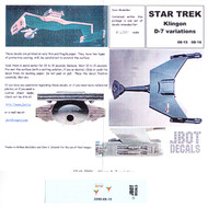 1/2200 Scale Decal Star Trek Klingon D-7