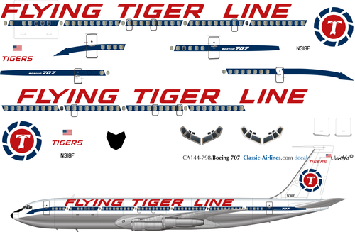1/144 Scale Decal Flying Tiger Line 707.