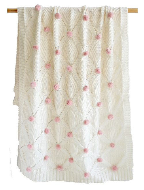 Blanket - Pom Pom - Ivory Pink