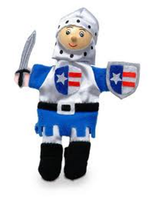 Blue Silver Knight finger puppet