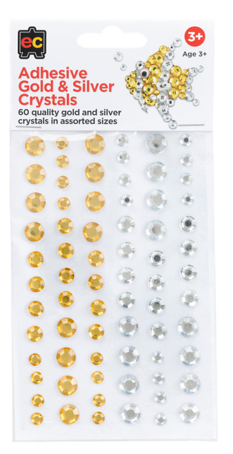 Adhesive Gold and Silver Crystals - Set of 60