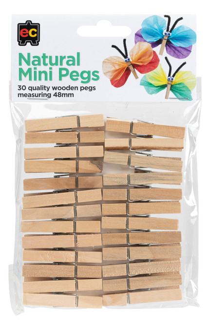 Natural Mini Pegs - Set of 30