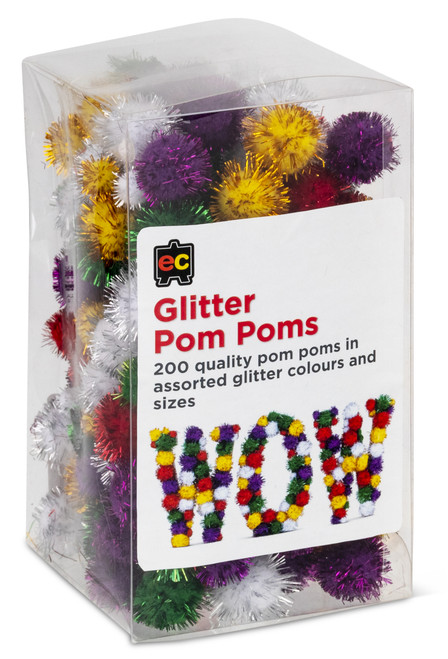 Pom Poms - Glitter Assorted - pack of 200