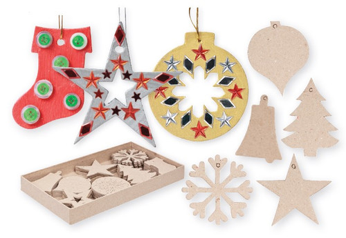 Papier Mache Xmas Decorations Assorted - set of 80