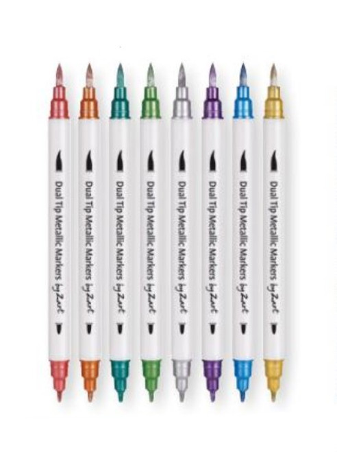 Dual Tip Metallic Markers - Assorted set of 8