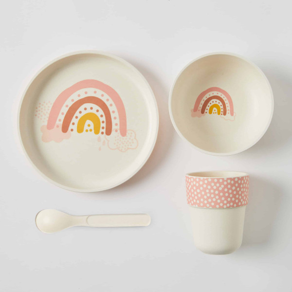 Whimsical Bamboo Dinner Set - 4 pieces - Rainbow