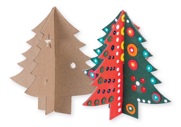 Papier Mache 3D Interlocking Xmas Trees - set of 10