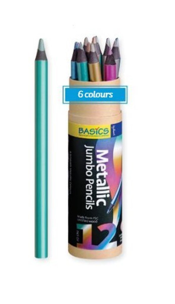Basics Jumbo Metallic Pencils - Assorted set of 12