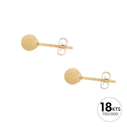 PAR PENDIENTES DE BOLA DIAMANTADA 5 Ø +PRESIÓN - ORO 18K