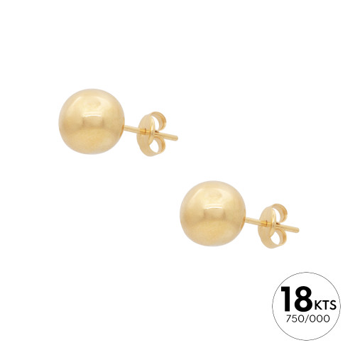 PAR PENDIENTES DE BOLA 8 Ø - ORO 18K