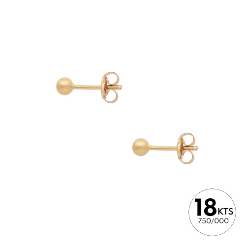 PAR PENDIENTES DE BOLA 3 Ø +PRESIÓN - ORO 18K