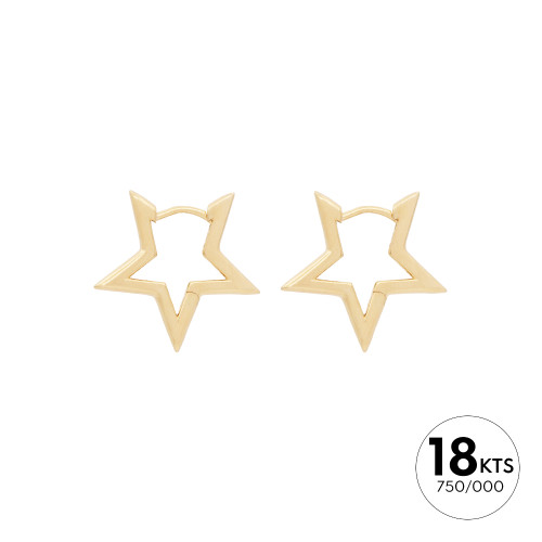 PAR CRIOLLA DE "CLIC" FORMA "ESTRELLA" 21X21MM - ORO 18K