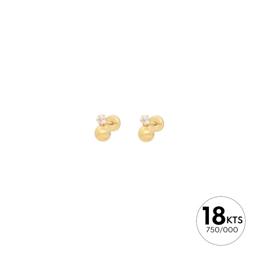 DE MEDIA BOLA 5 Ø Y CIRCONITA 3 Ø - ORO 18K
