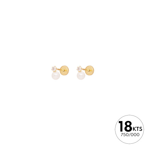 DE PERLA 3.80 Ø Y CIRCONITA 2.50 Ø - ORO 18K