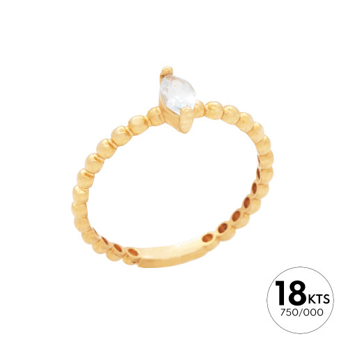 ANILLO DE HILO DE BOLAS +TOPACIO AZUL - ORO 18K