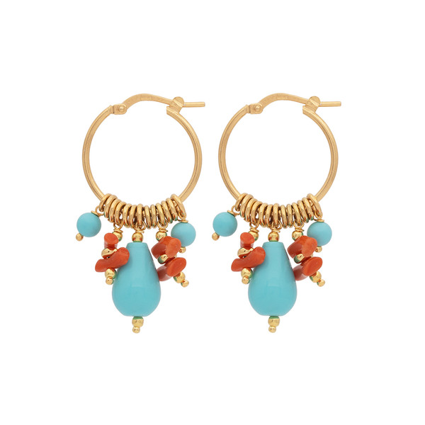 PAR CRIOLLA 20.50MM +FORMAS TURQUESAS Y CORAL