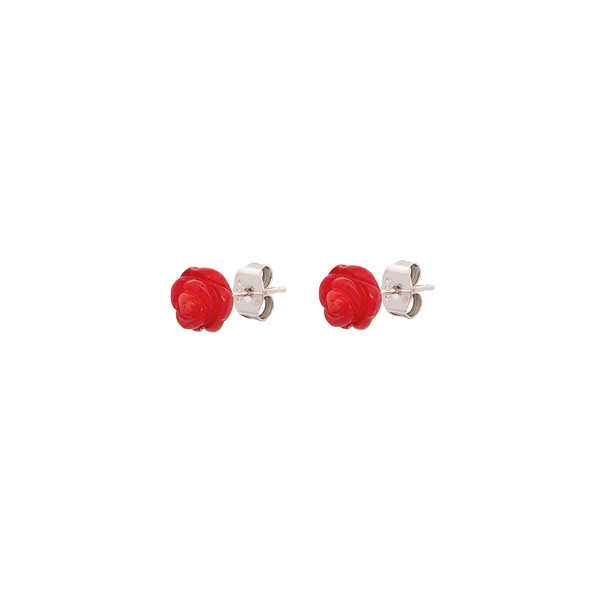 PAR PENDIENTES ROSA 8 Ø