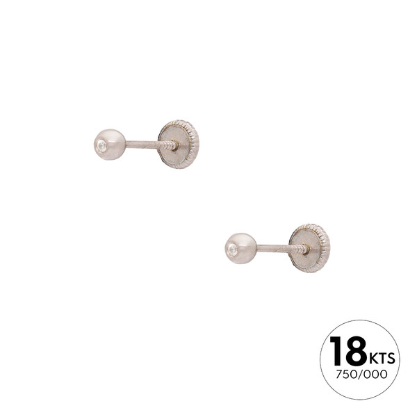 PAR PENDIENTES DE BOLA 3 Ø +CIRCONITA Y PRESIÓN - ORO 18K