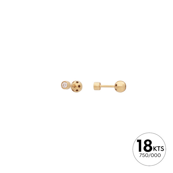 PAR PENDIENTES CHATÓN CIRCONITA 3.30 Ø - ORO 18K