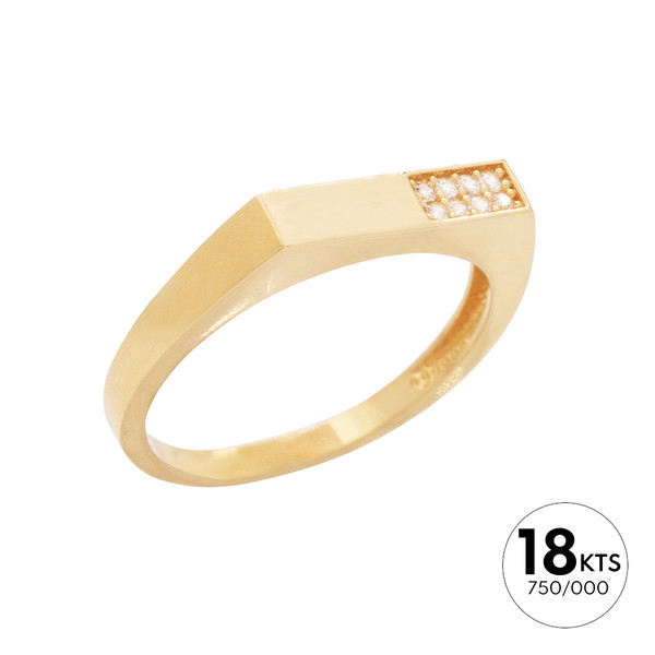 ANILLO BASE RECTANGULAR +8 CIRCONITAS - ORO 18K