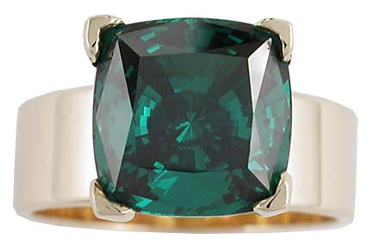 4 Carat Cushion Cut Emerald Cz Solitaire Engagement Ring On 6mm
